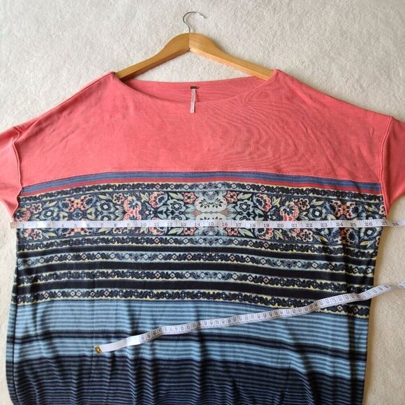 Free People Black Combo Steppin Out Printed Shirt Dress Tunic‎ Size Medium - Picture 10 of 11